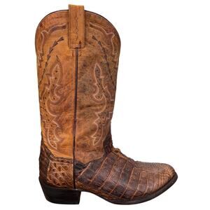 Dan Post Men’s Kingsley Caiman Brown Cowboy Boots Size US 10.5 D